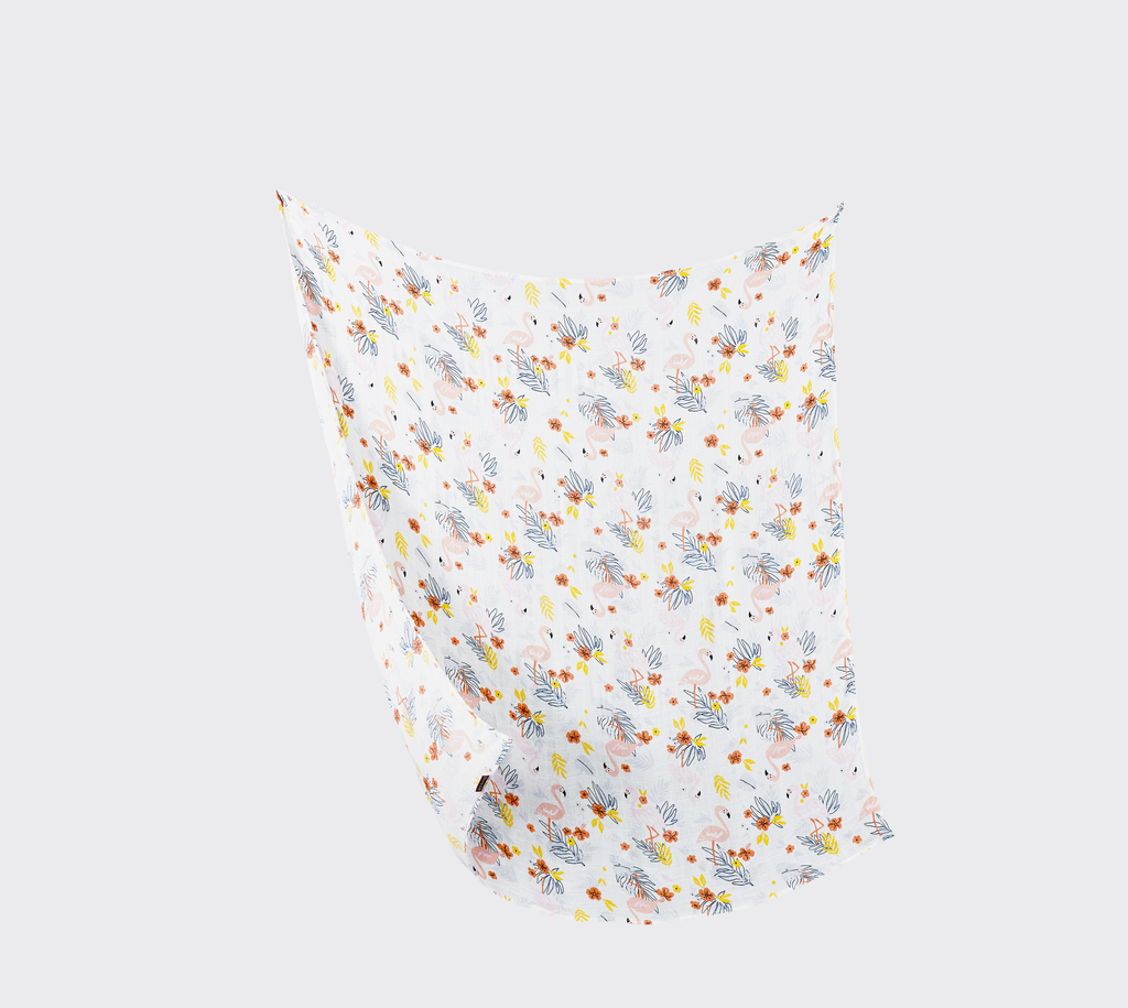 [4718000449632] Roaze Muslin Swaddle - Tropical Flamingo