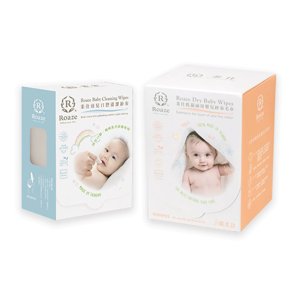[5718000000002] Bundle Deal - Roaze Baby Oral Cleansing Wipes 180 pcs + Dual-Use Tender Plain Baby Wipes 80 pcs