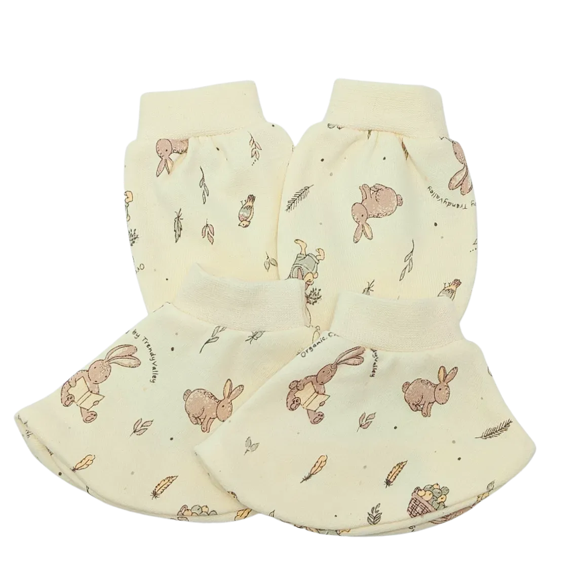 Trendy Valley Organic Cotton Baby Mitten & Booties (Printed Design)