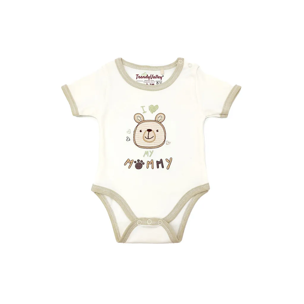 [307031] Trendy Valley Organic Cotton Short Sleeve Romper - I Love Mommy (0 - 3 months)