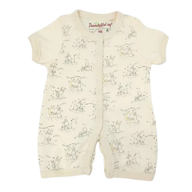[308031] Trendy Valley Organic Cotton Short Sleeve Pants Romper - Bunny&Moon (0 - 3 months)