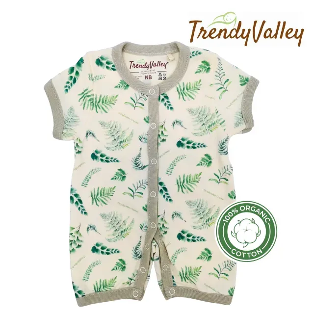 [308141] Trendy Valley Organic Cotton Short Sleeve Pants Romper - Spring Bloosom (0 - 3 months)