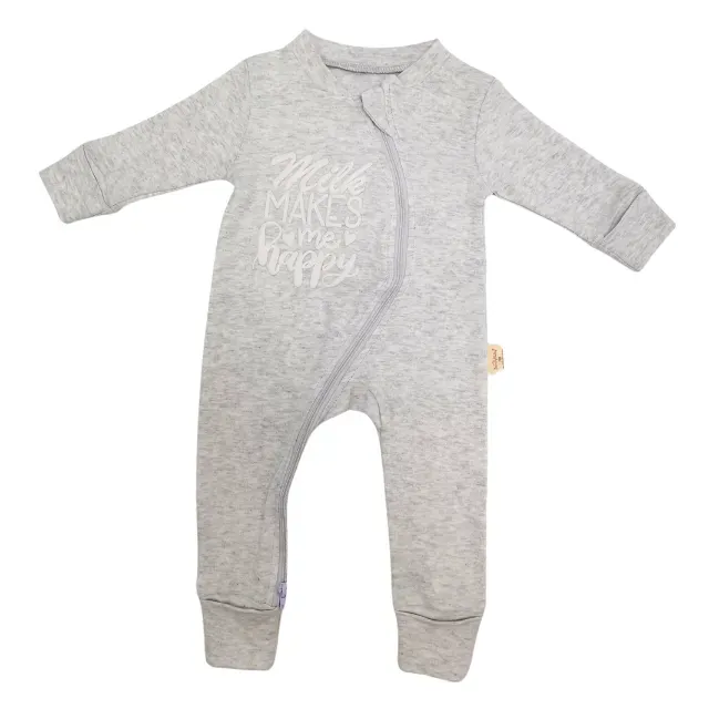 [310031] Trendy Valley Organic Cotton Baby Zip One Piece Sleep Bag With Hands and Feet Covered - Milk makes me happy (0 - 3 months)