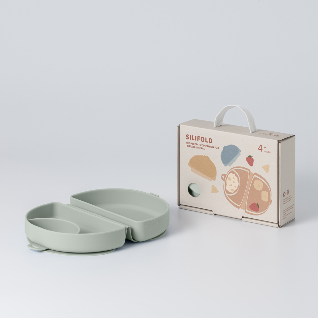 [SLFSSG] Miniware Silifold Silicone Food Container for Baby & Toddler | Tableware (Sage)