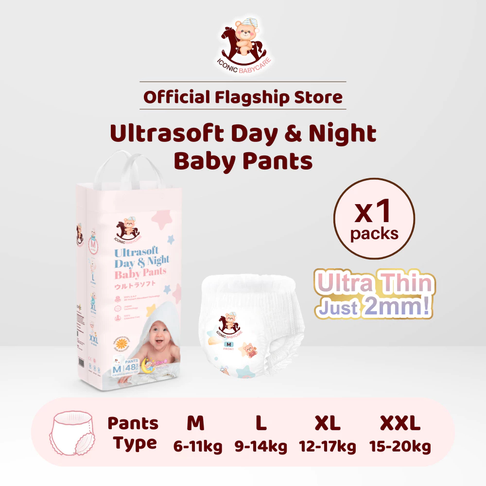 [BDP001] Iconic Babycare Ultrasoft Baby Diaper Pants (Pant - M48)