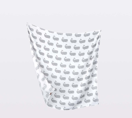 [4718000448710] Roaze Muslin Swaddle - Grey Whale