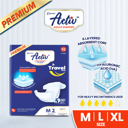  [Trial Pack] Activ™ Premium Adult Diapers (Tape) - 2 pcs